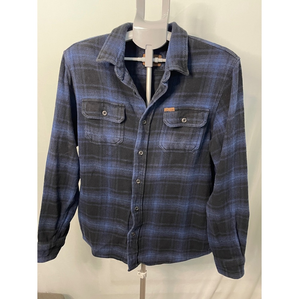 Orvis Mens Plaid Flannel‎ Button Down Shirt Long Sleeve Blue Black Medium